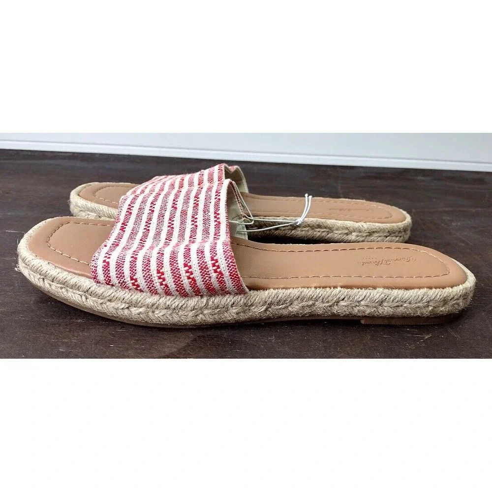 Universal Thread Women's Red White Striped Espadrille Slide Sandals Size‎ 9